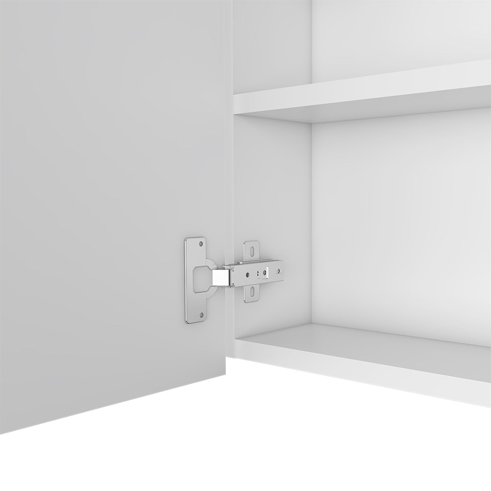 Closeup of a modern cabinet hinge in brushed nickel showing its sleek design and secure mounting plate