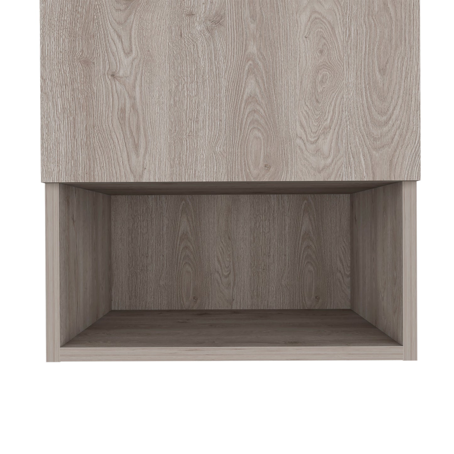 Light grey wood effect open storage cube shelf with textured grain details