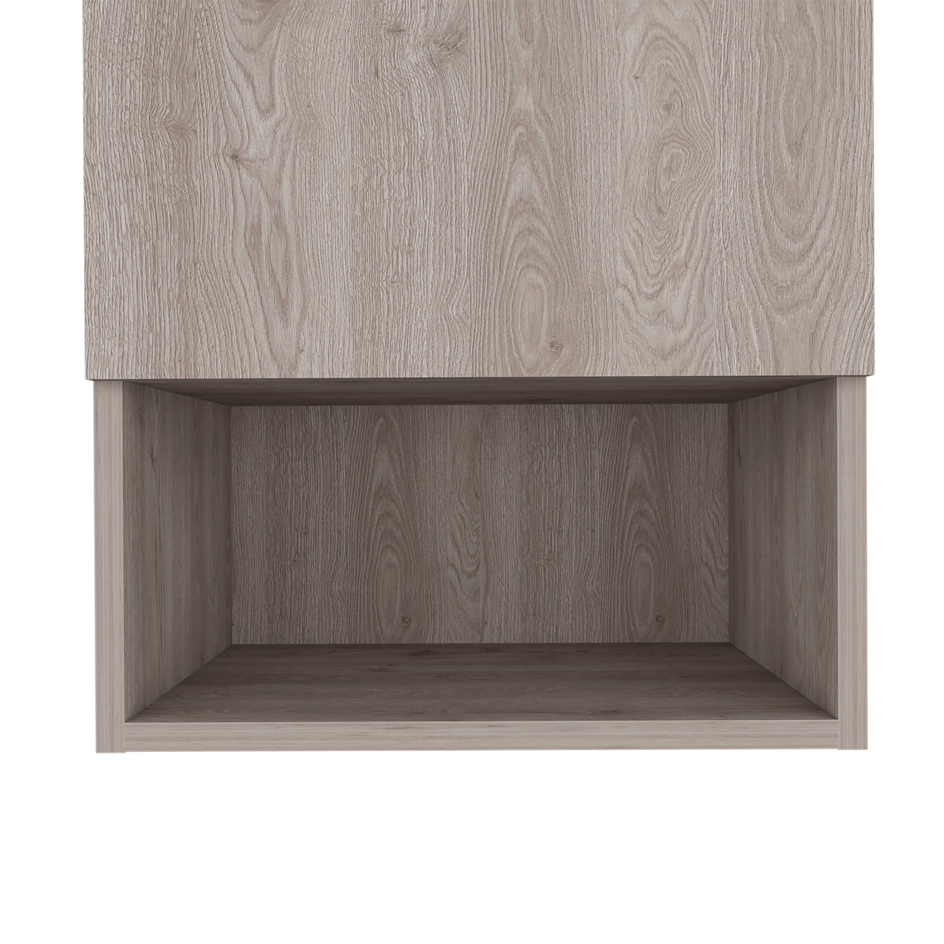 Light grey wood effect open storage cube shelf with textured grain details