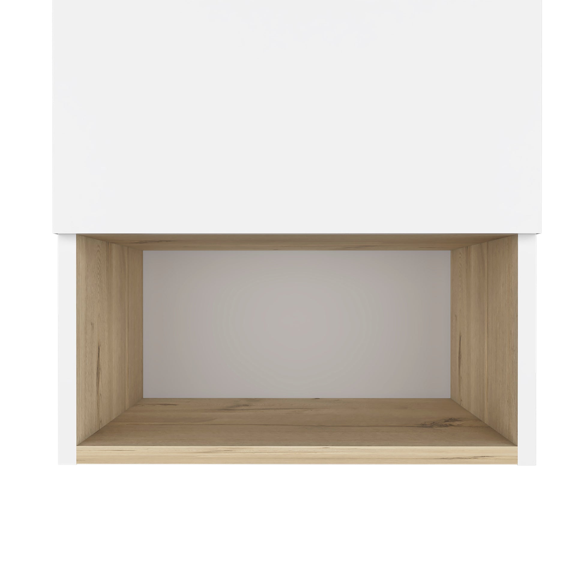 White and oak modern shelf unit open cubby display shelf