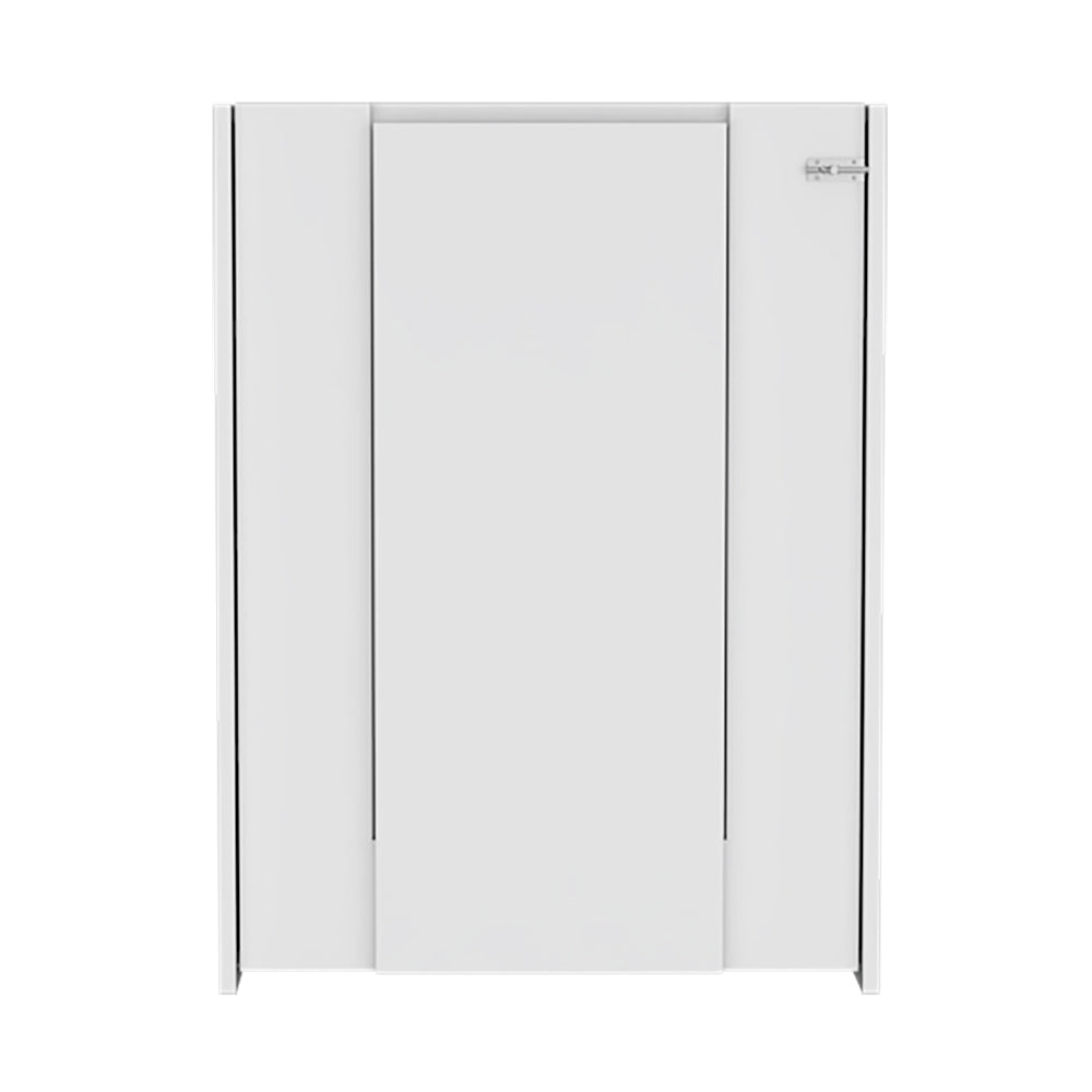 Minimalist white sliding wardrobe door with brushed nickel hardware