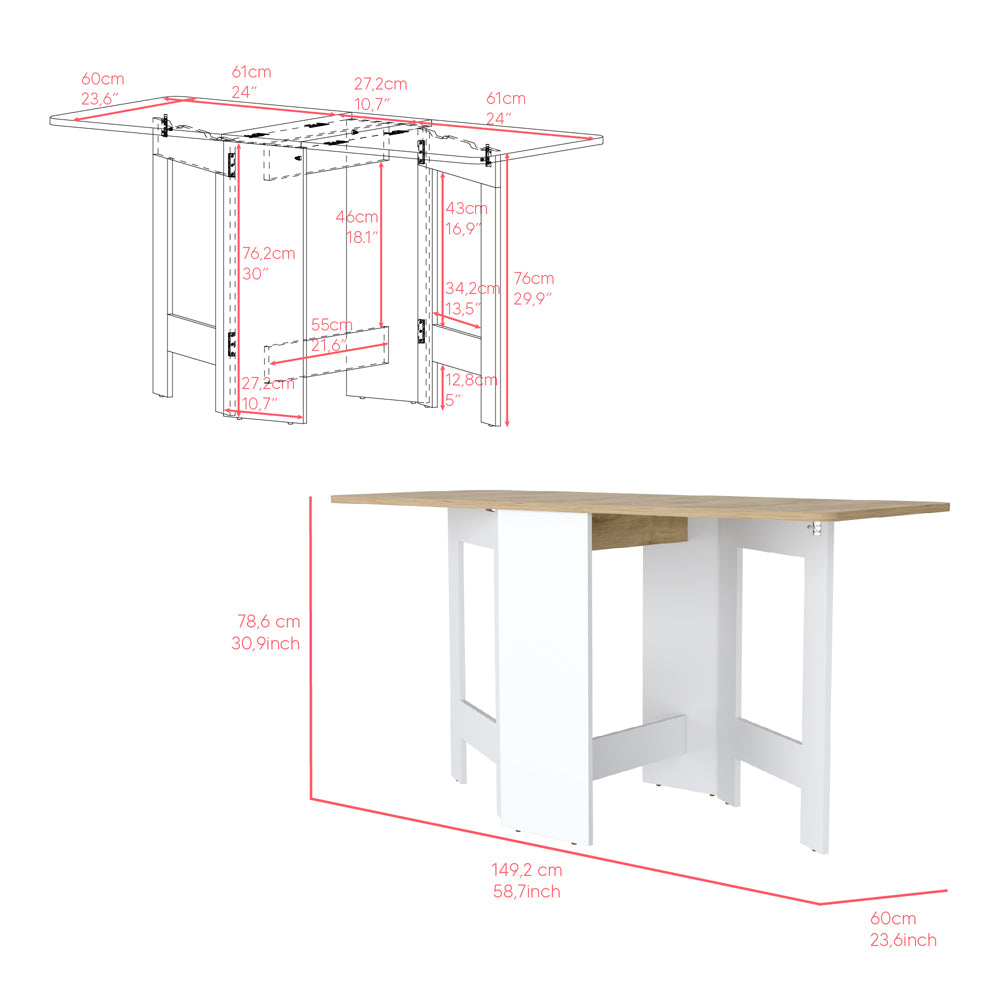 Compact dropleaf dining table white with oakeffect top perfect for small spaces