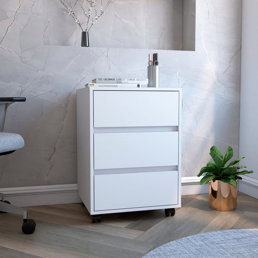 Compact white drawer mobile file cabinet with clean lines perfect for home office organization