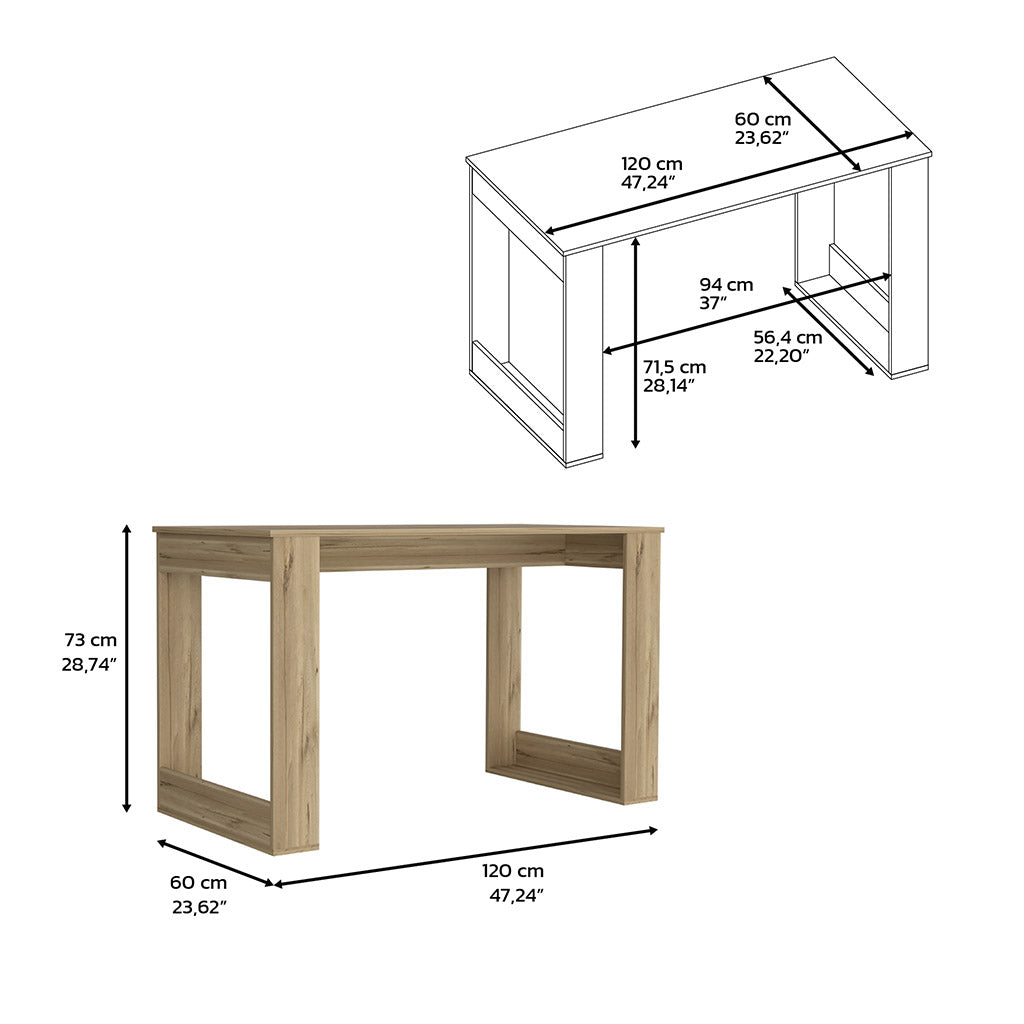 Light oak modern desk with metal frame cm wide
