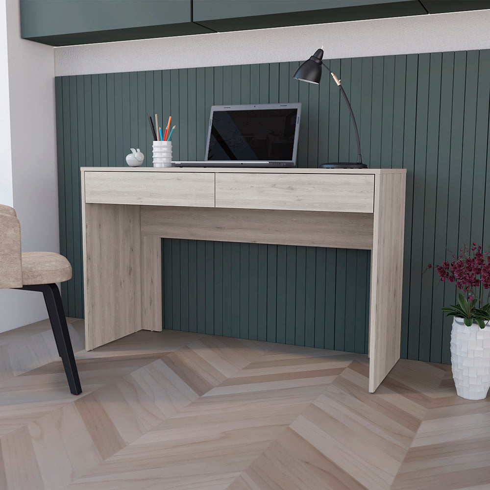 Light wood modern desk with two drawers and a sleek design perfect for home office