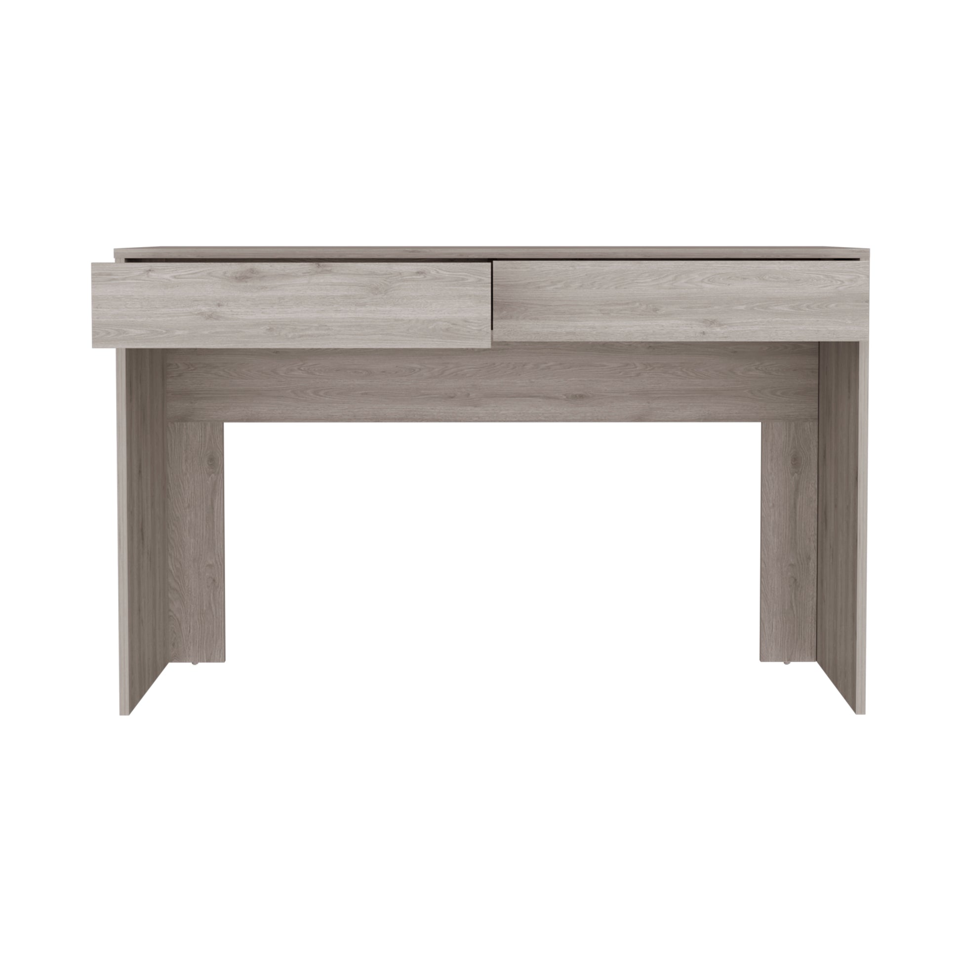 Light wood effect console table with two drawers minimalist design