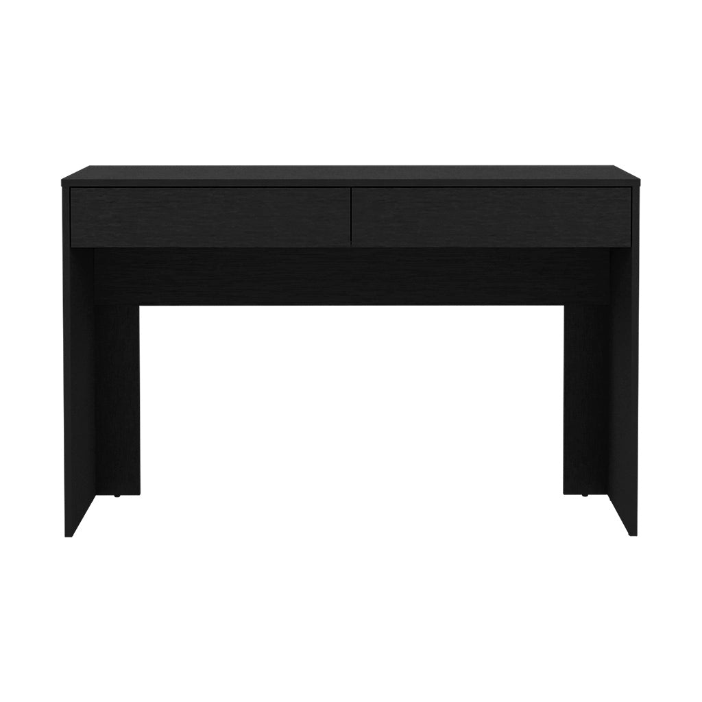 Modern black console table with two drawers for entryway storage