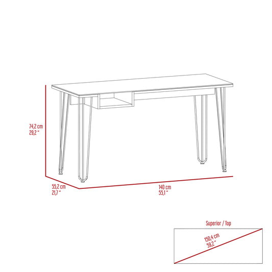 Modern writing desk with drawer and tapered legs cm long