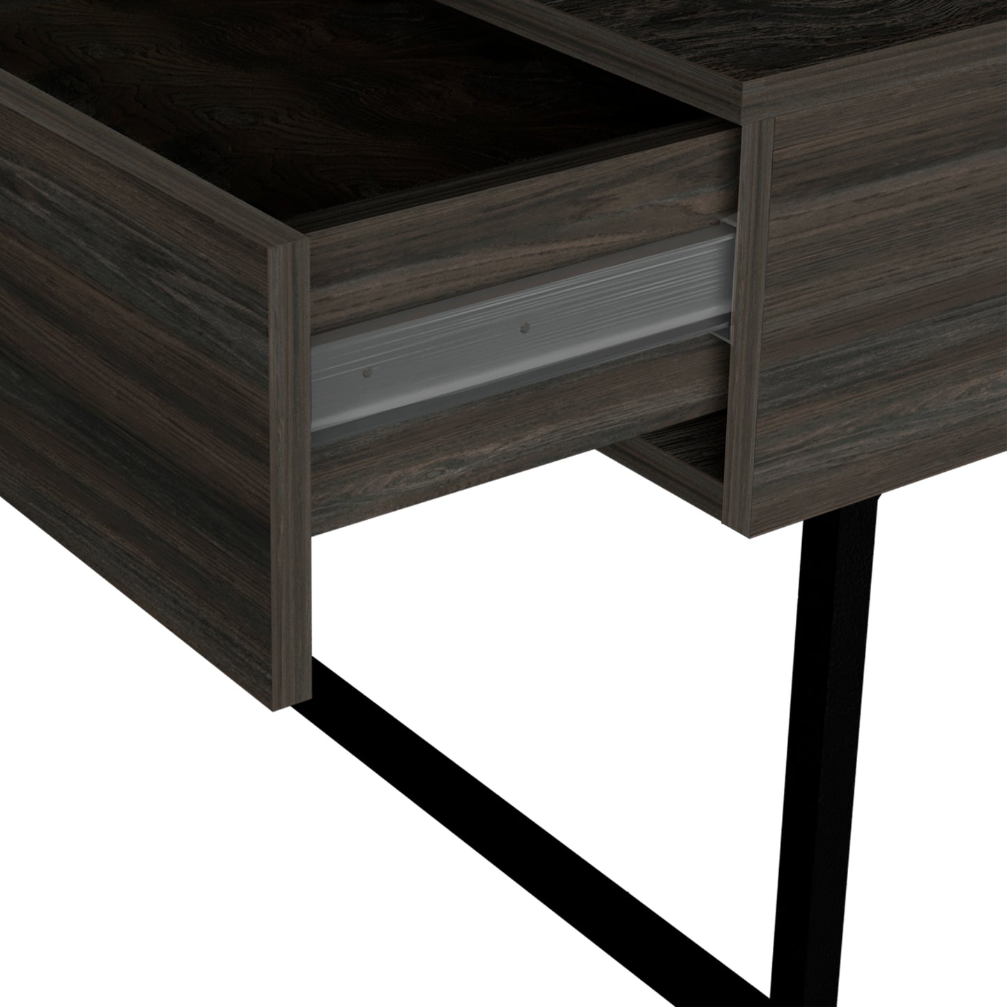 Dark wood desk drawer with metal ballbearing sliders modern office furniture