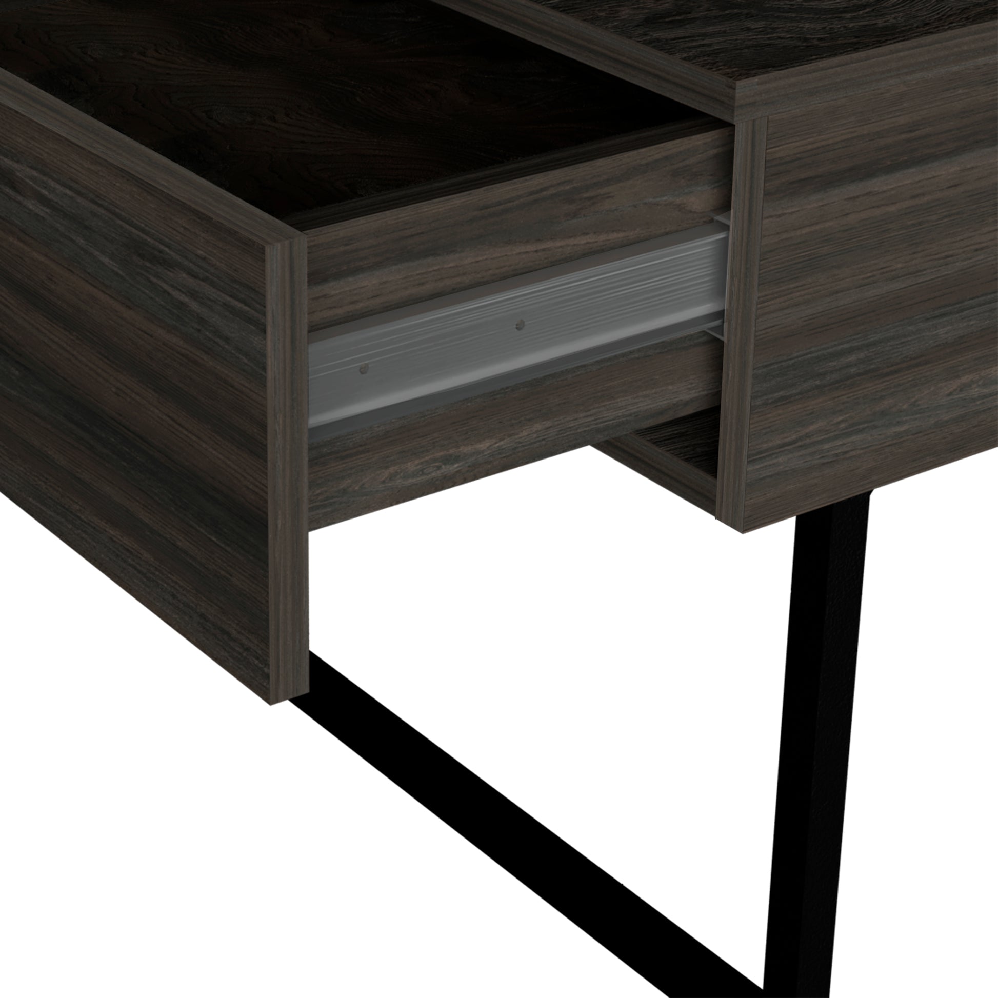 Dark wood desk drawer with metal ballbearing sliders modern office furniture