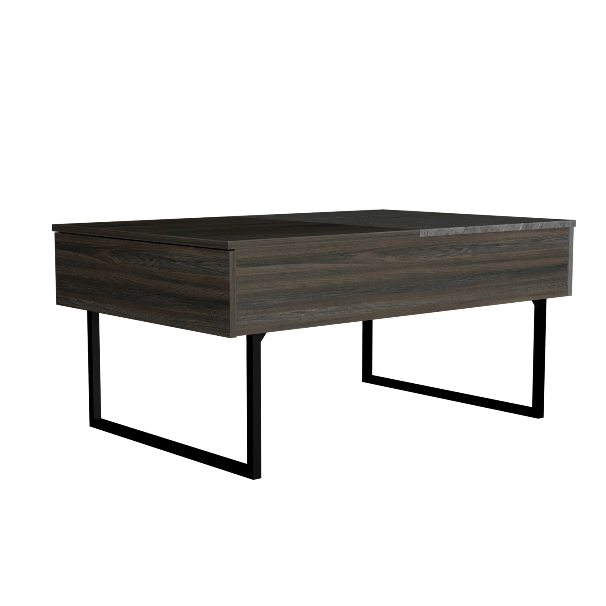 Dark wood modern coffee table with metal legs sleek design for living rooms