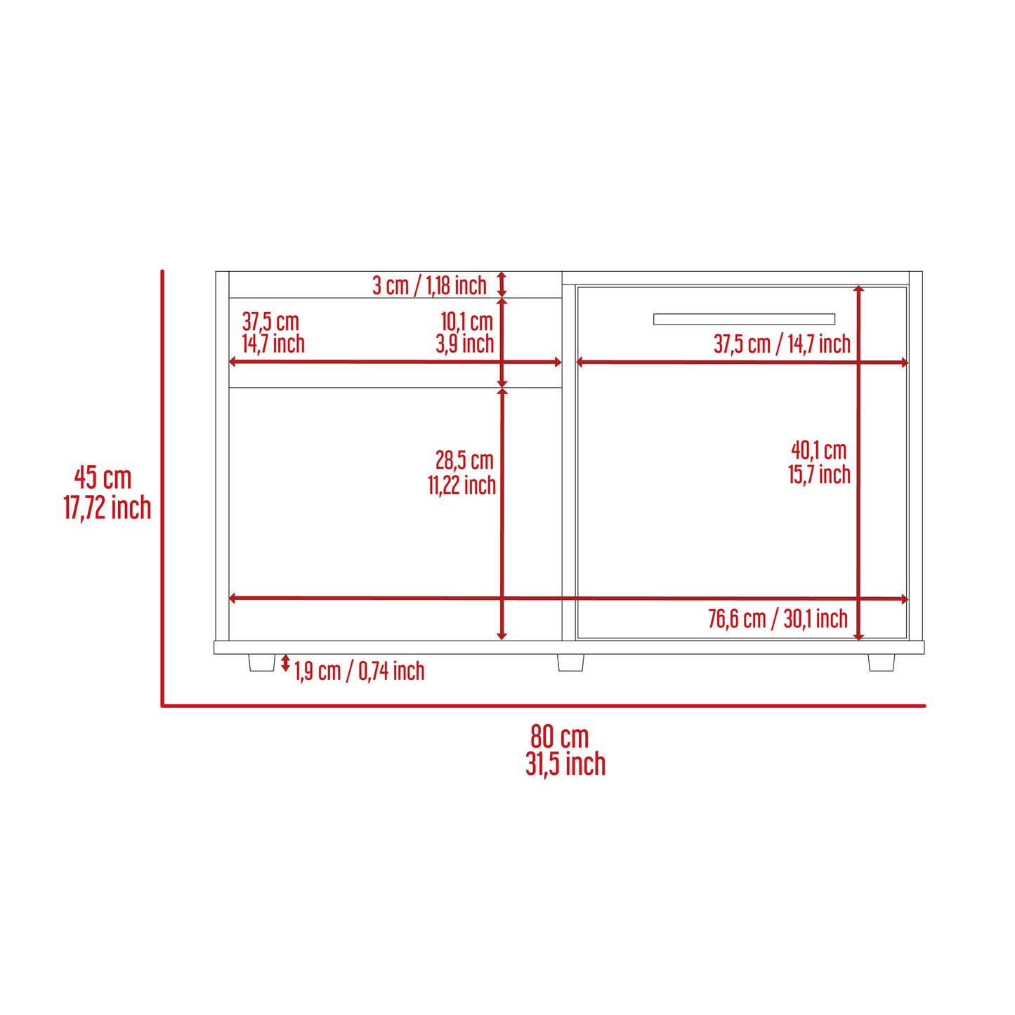 Cabinet dimensions height  cm width  cm depth  cm