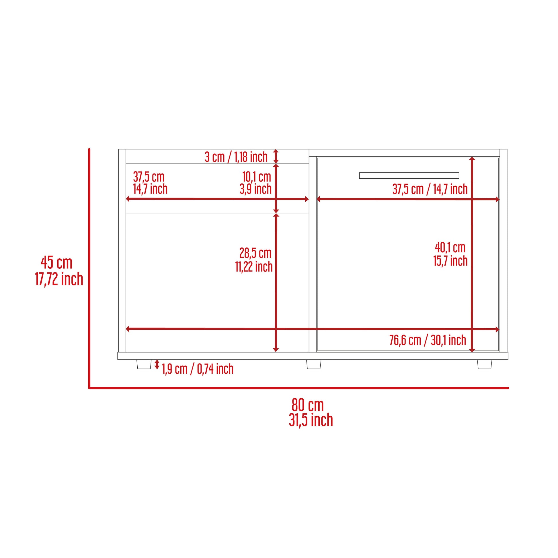 Cabinet dimensions height  cm width  cm depth  cm