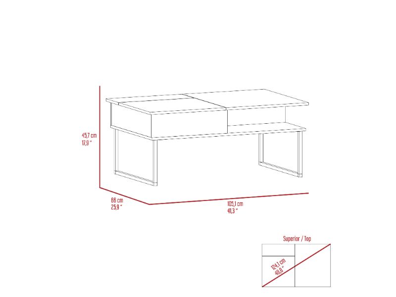 Modern rectangular coffee table with two tiers and integrated storage drawers in white