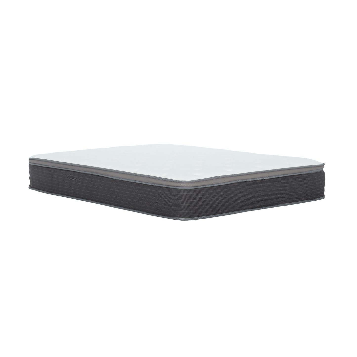 White and grey upholstered mattress with quilted top ideal for a restful nights sleep