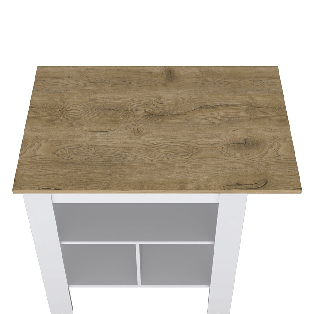 Wooden top white shelf coffee table