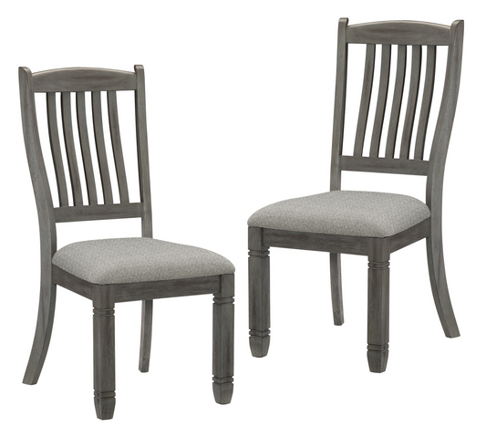 TREATLIFE HOME Casual Dining Height Side Chairs Set of 2, Antique Gray Wood Frame with Gray Fabric Upholstery