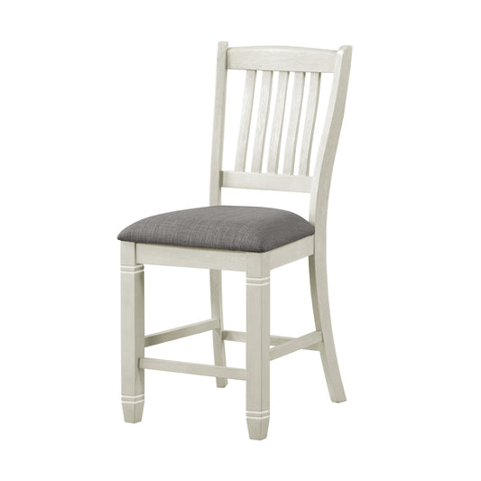 TREATLIFE HOME Set of 2 Counter Height Chairs with Antique White Finish and Textured Fabric Upholstery