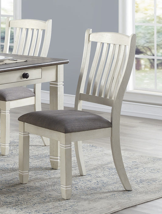 TREATLIFE HOME Set of 2 Casual Style Dining Side Chairs, Antique White Wood Frame with Fabric Upholstery