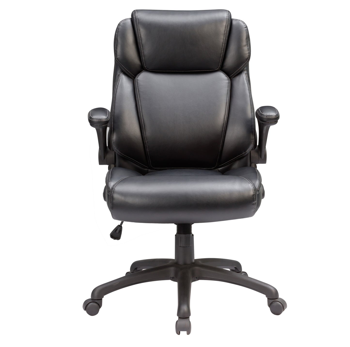 TREATLIFE HOME Modern Adjustable Office Chair with Padded Armrests and Gas Lift, Leather Upholstered Swivel Chair, Gray