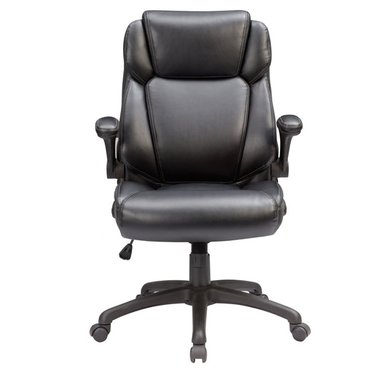 TREATLIFE HOME Modern Adjustable Office Chair with Padded Armrests and Gas Lift, Leather Upholstered Swivel Chair, Gray