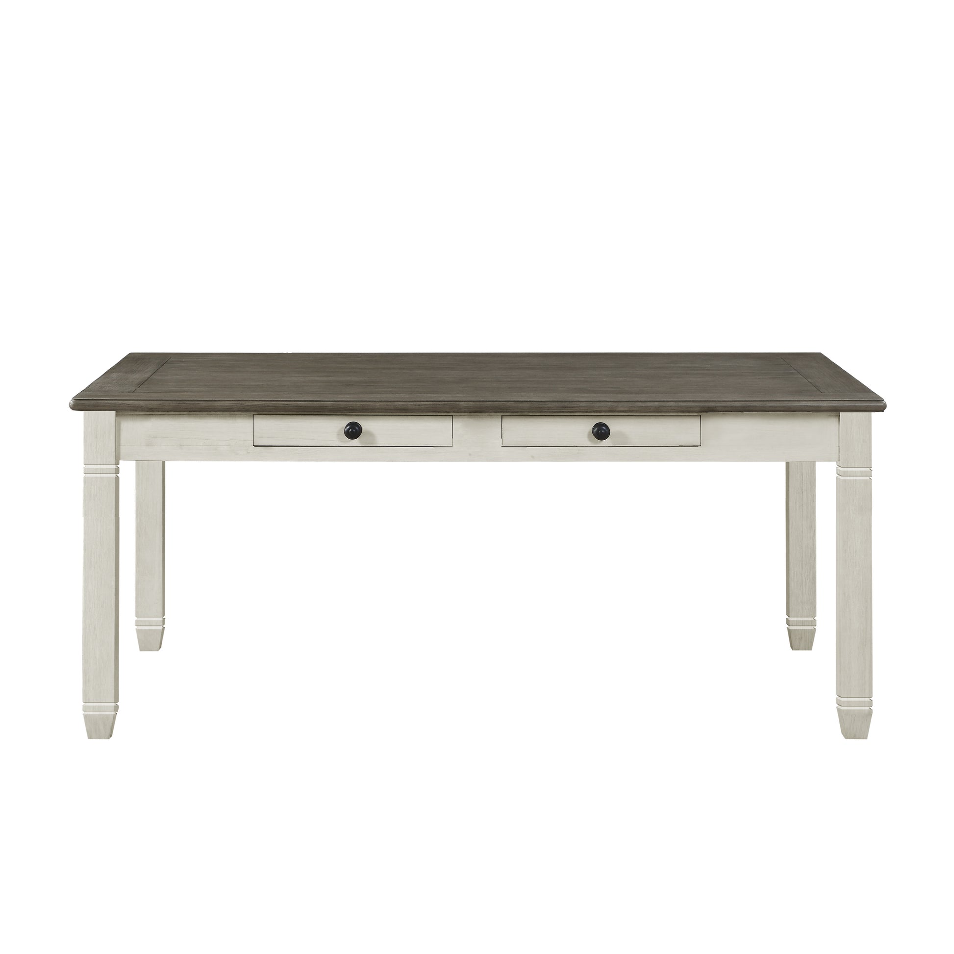 White and gray twotone dining table with two drawers