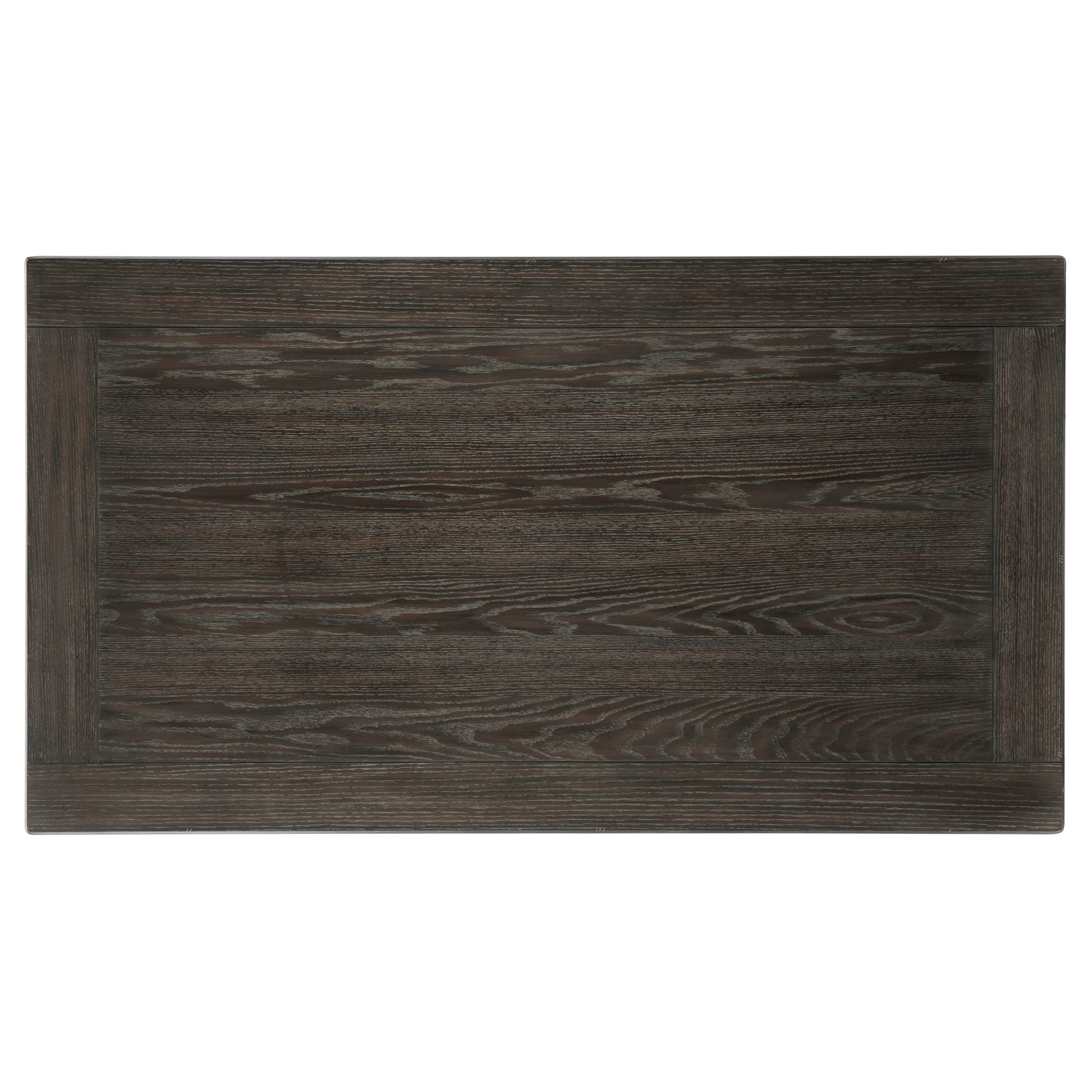Dark oak wood tabletop with a subtle matte finish and distinct grain