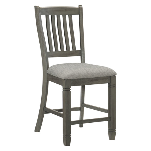 TREATLIFE HOME Set of 2 Counter Height Side Chairs with Upholstered Seats, Antique Gray Finish, Classic Design for Dining Rooms