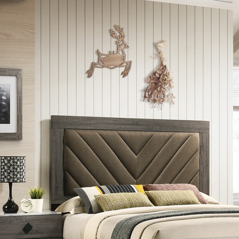 Wooden reindeer wall art with modern geometric design