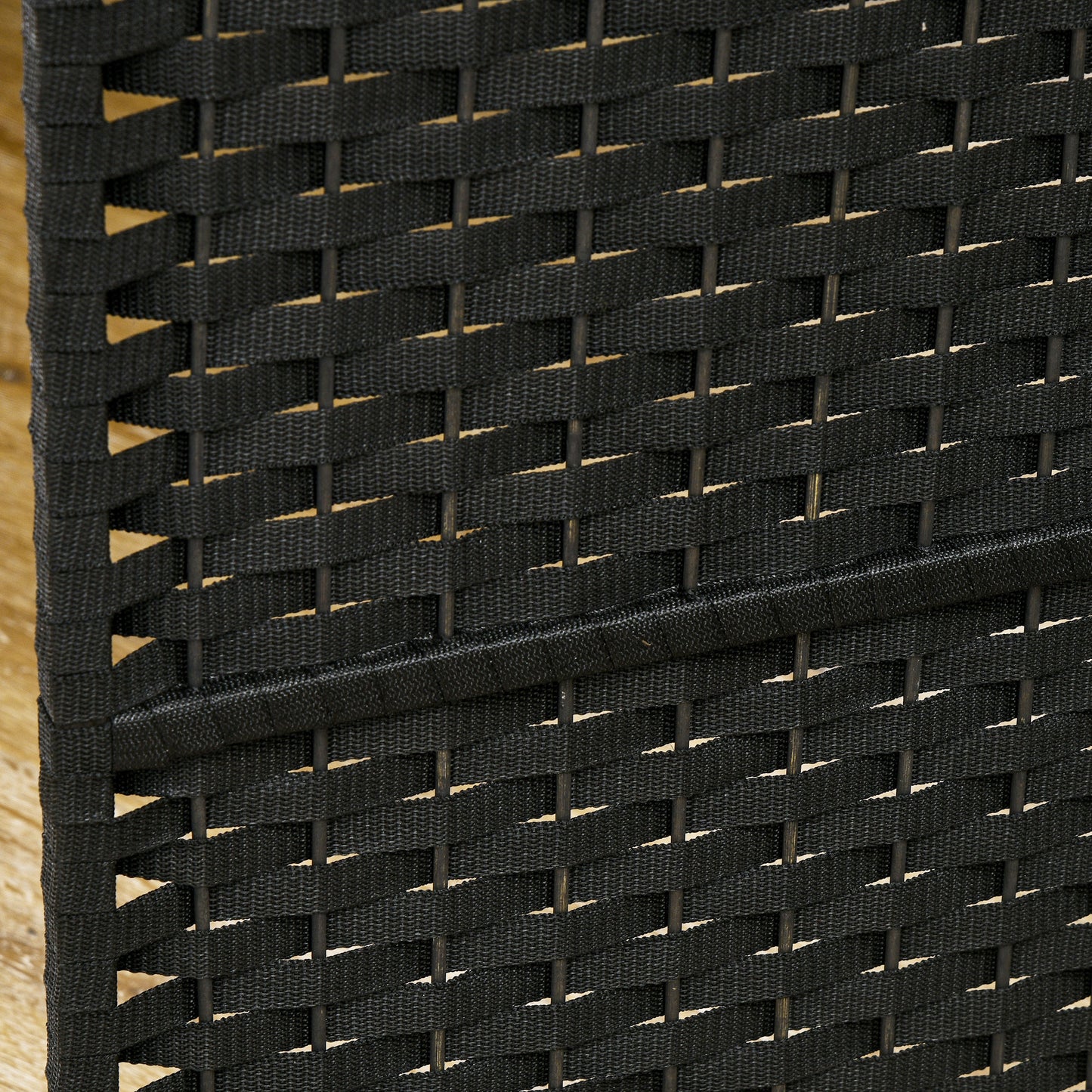 Black wicker weave on outdoor furniture provides a textured look