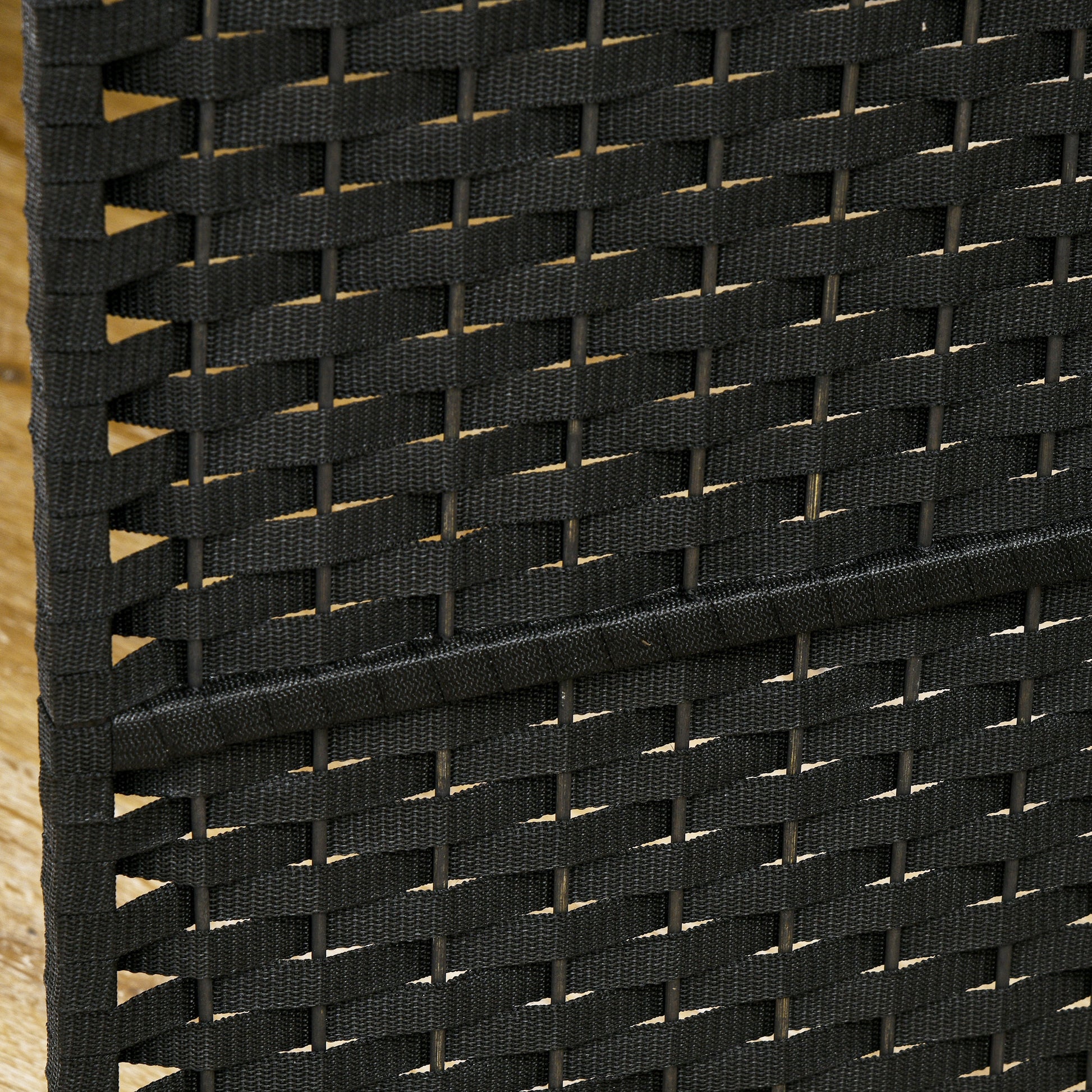 Black wicker weave on outdoor furniture provides a textured look