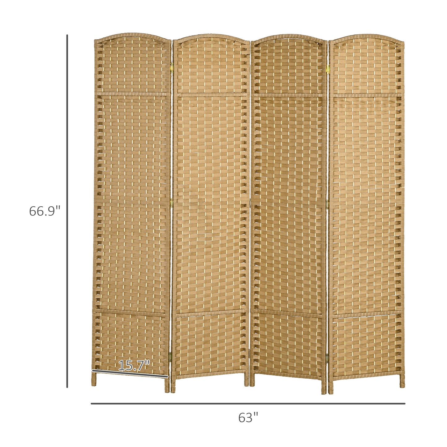 Fourpanel woven room divider in natural brown offering privacy and style