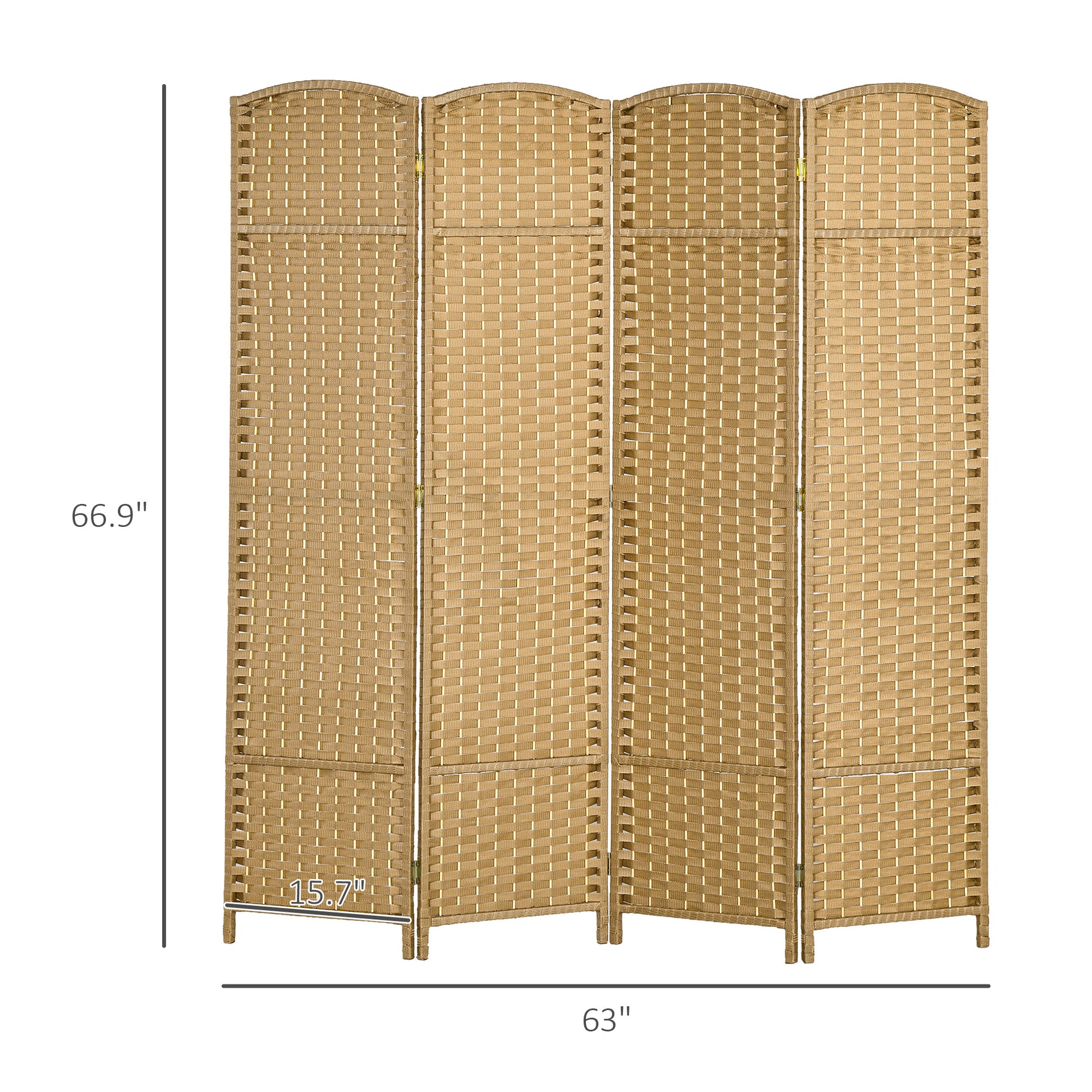 Fourpanel woven room divider in natural brown offering privacy and style