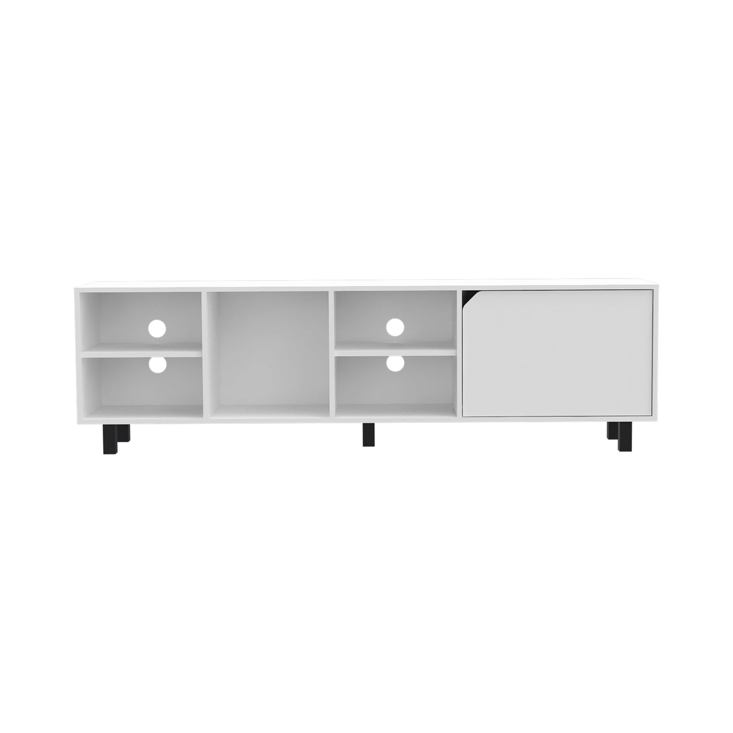 White media console with black legs