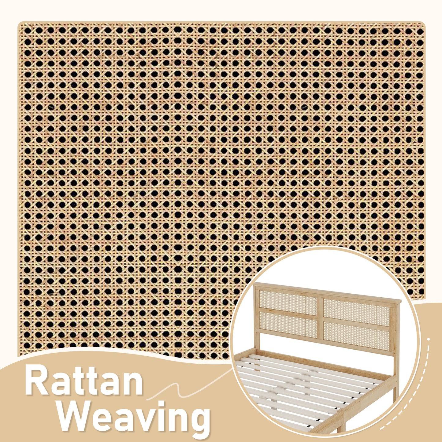 Closeup of natural rattan weaving pattern for furniture accent