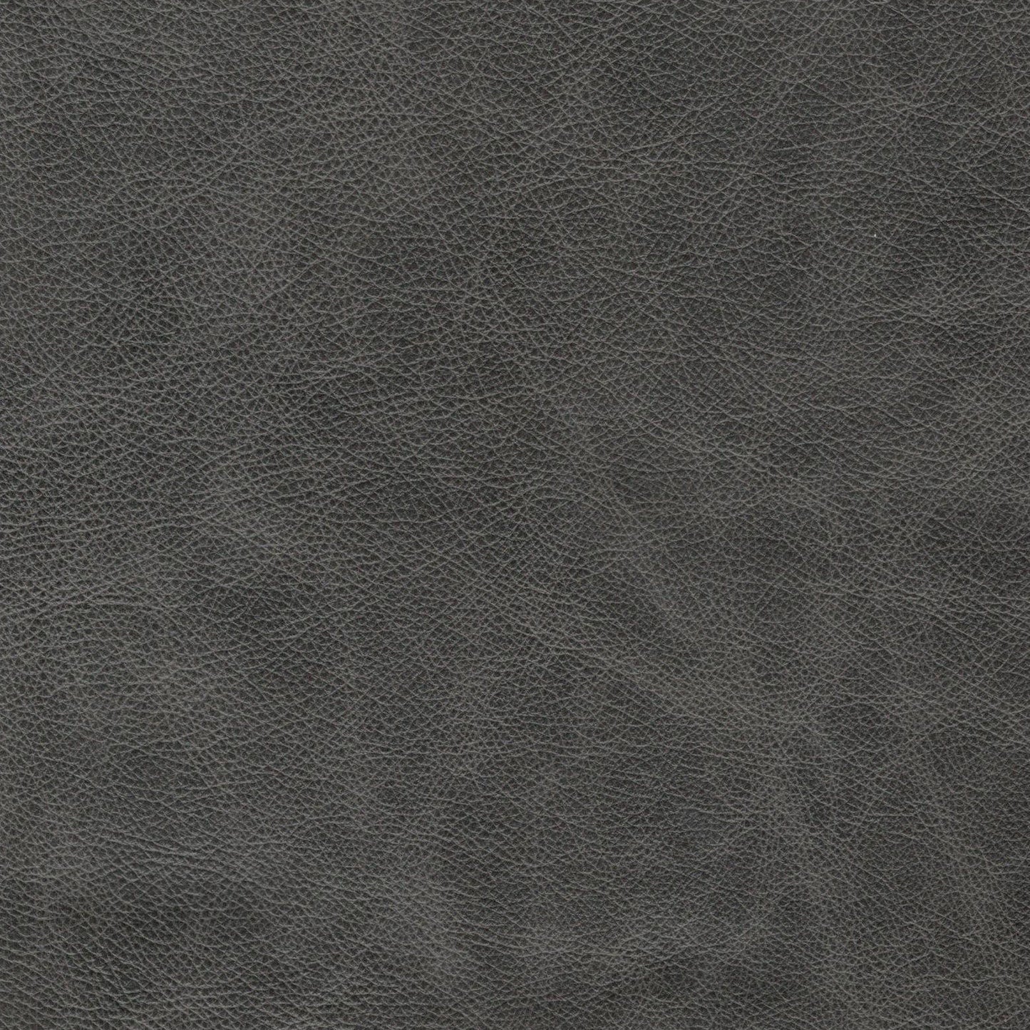 Textured charcoal grey faux leather upholstery fabric with a subtle grain pattern