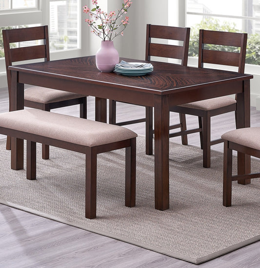 TREATLIFE HOME Solid Wood Rectangle Dining Table with Melamine Top, Contemporary Antique Cherry Finish, Seats Up to 6 Guests