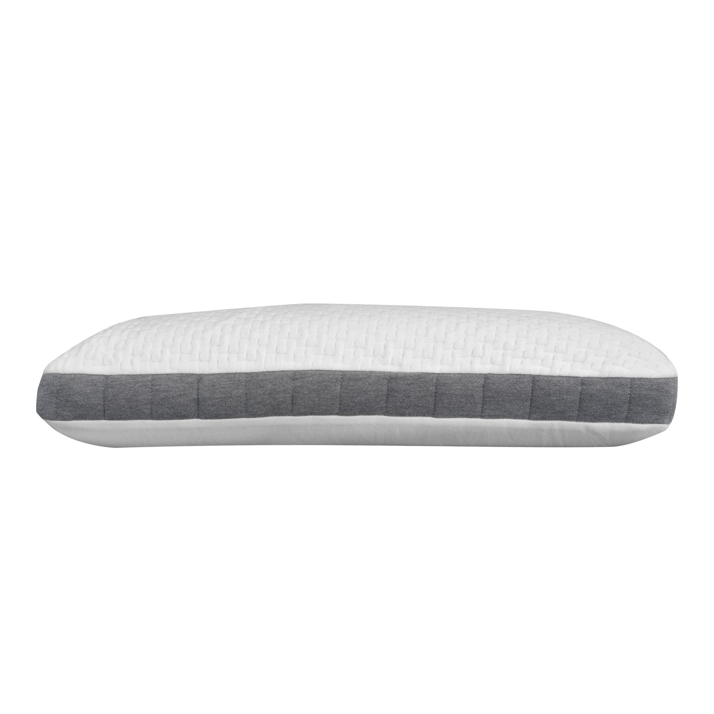 White quilted pillow with gray band for side sleepers