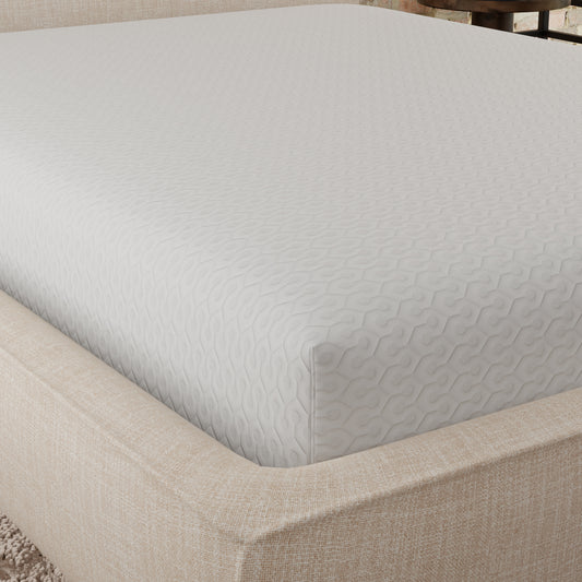 Textured white orthopedic mattress with honeycomb pattern queen size
