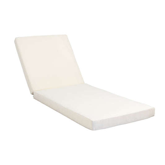Cream outdoor chaise lounge cushion with adjustable backrest and clean stitching