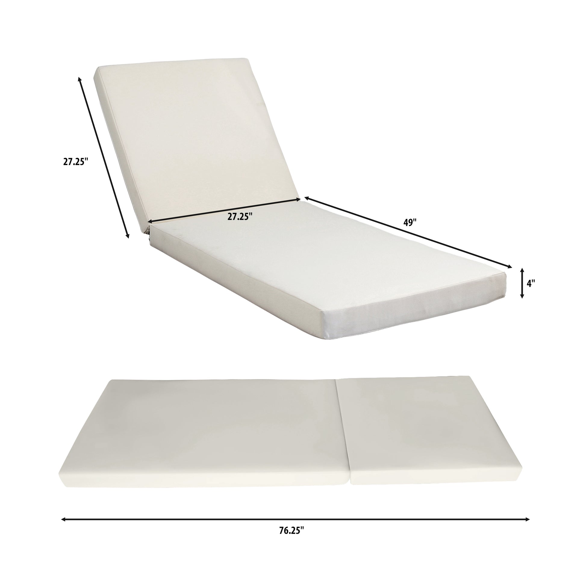 Cream outdoor chaise lounge cushion  inches thick  inches wide