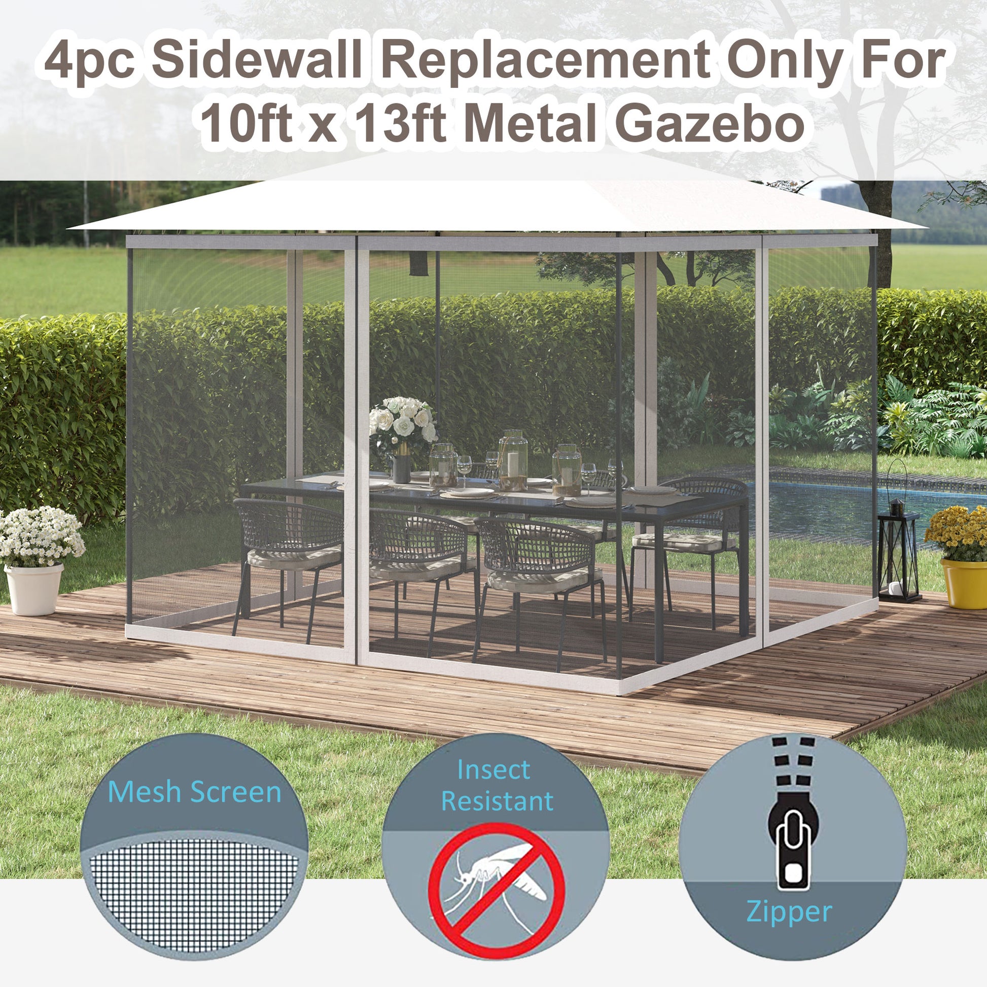 pc replacement mesh screen sidewalls for xft metal gazebo insectresistant design