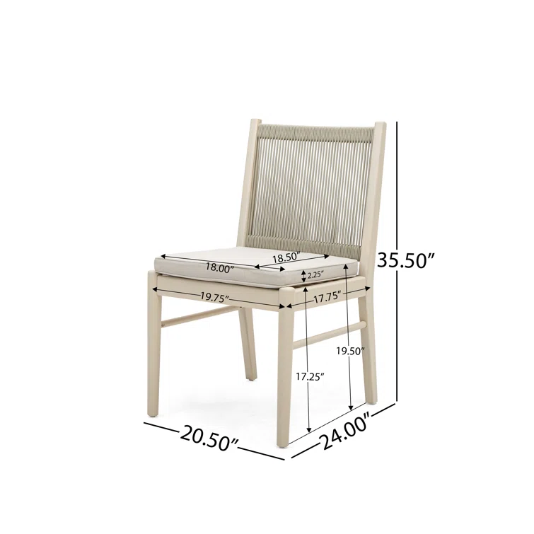 Beige upholstered dining chair with natural rope woven back modern design