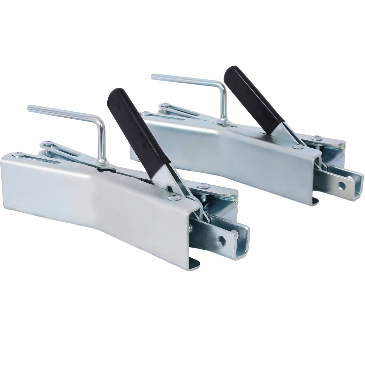 Galvanized steel trailer hitch clamps with black rubber grips set of two