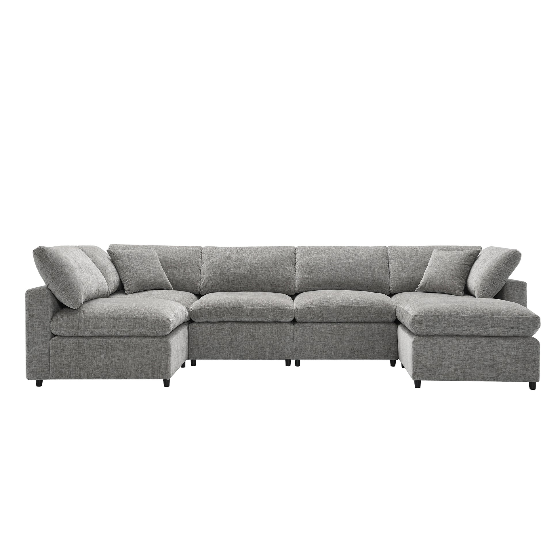 Gray fabric sectional sofa with plush cushions for a modern living room