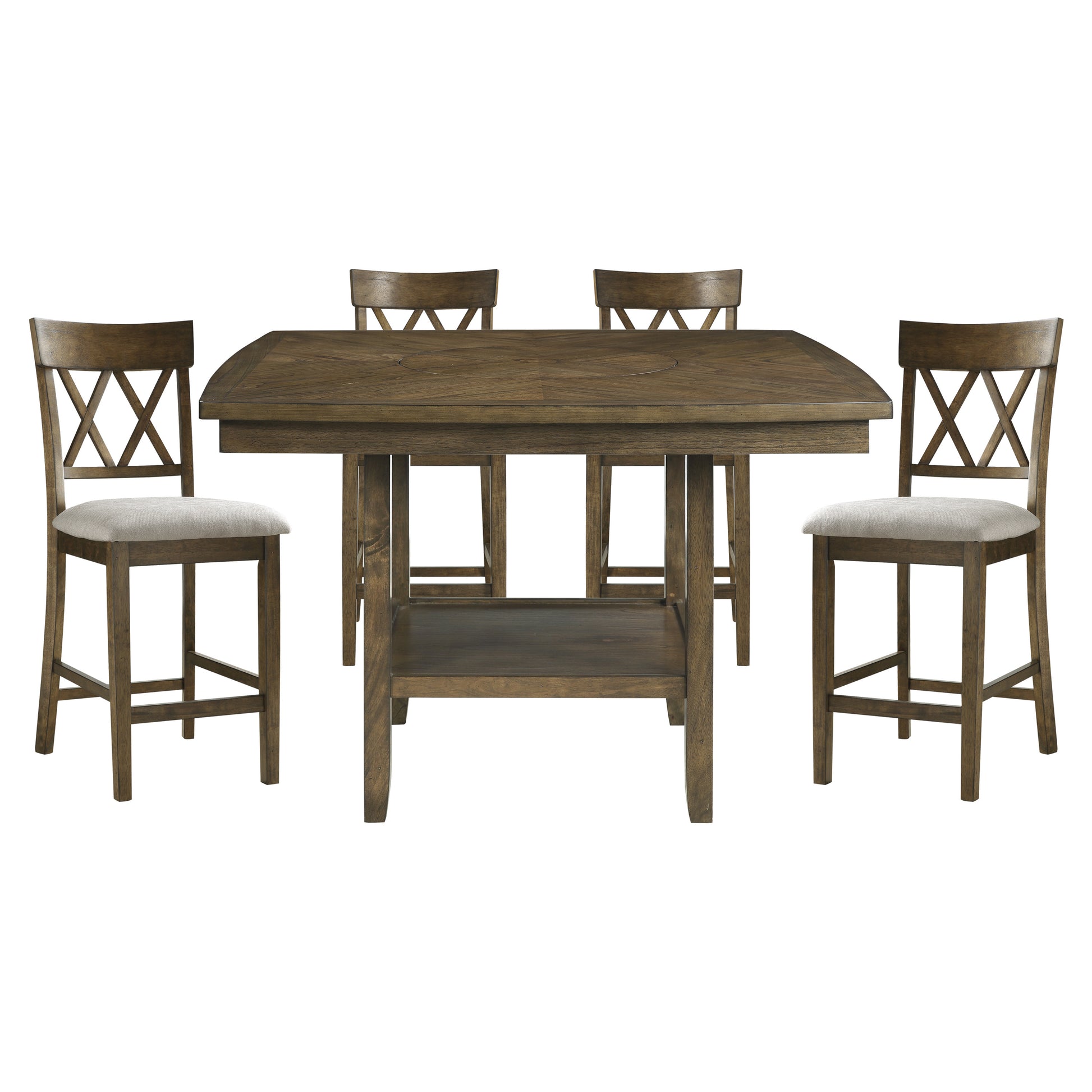 Brown wood counter height table with four Xback chairs