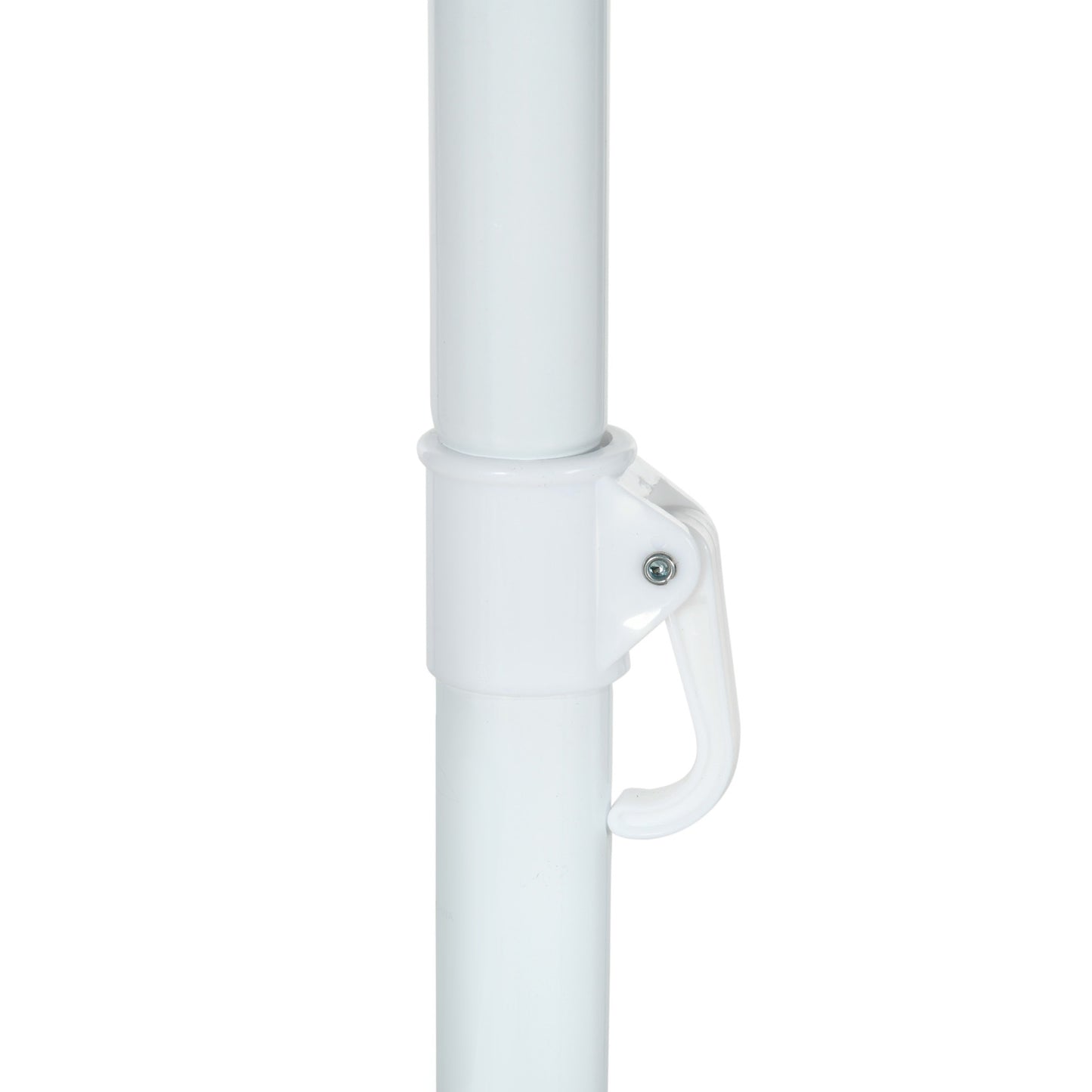 White plastic umbrella pole with adjustable height mechanism