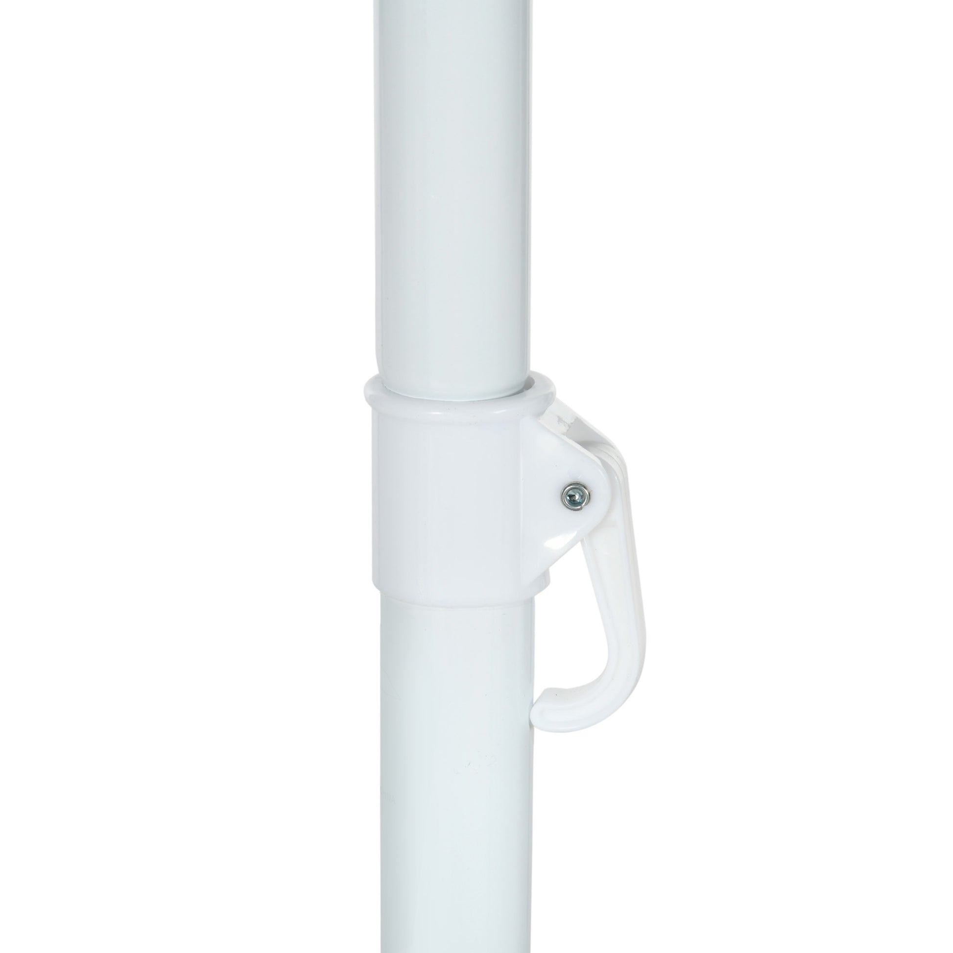 White plastic umbrella pole with adjustable height mechanism