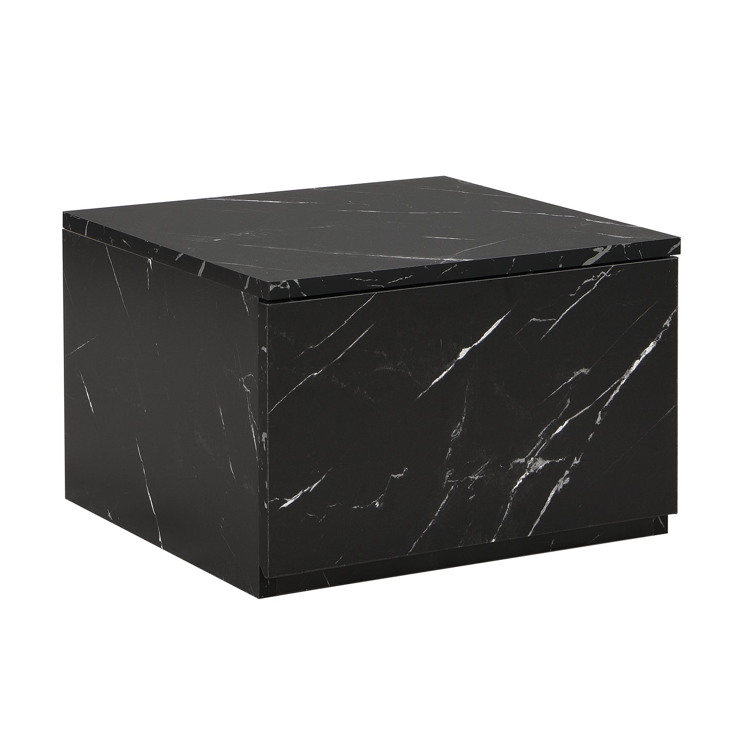 Modern black marble coffee table with white veining for living room decor