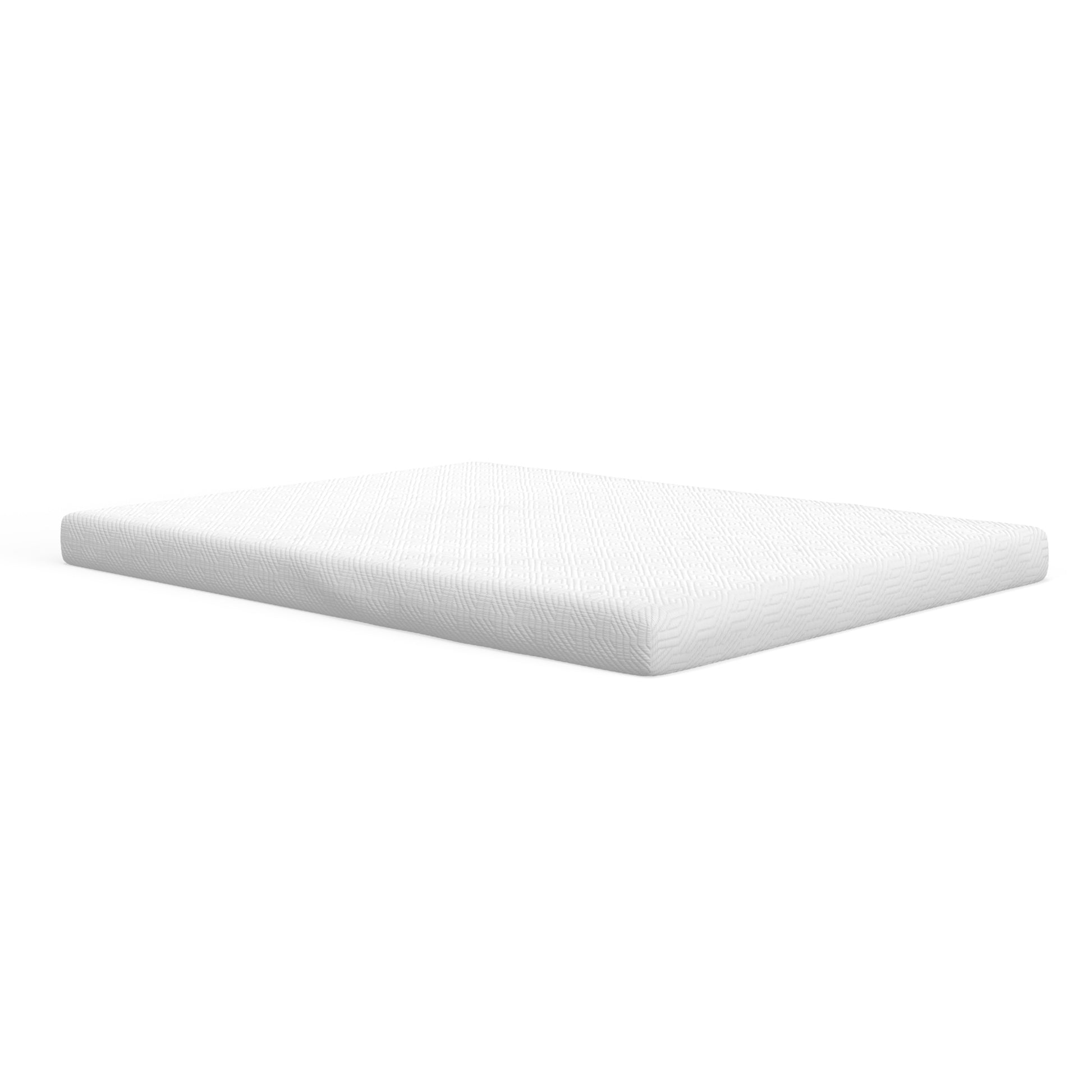 White memory foam mattress with a textured cover perfect for enhancing sleep